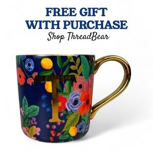 T [Rifle Paper Co] Blue Garden Party Monogram Floral Coffee Mug {Anthro} Tea Cup